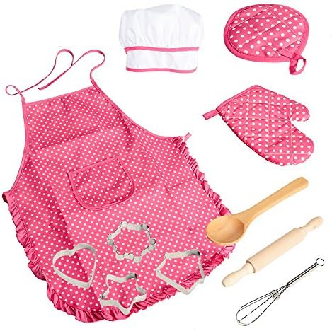 VIPAMZ Chef Role Play Costume Set-Complete Kids Kitchen Gift Playset with Chef Hat, Apron, Cooking Mitt & Utensils Recommended for Boys & Girls Ages 3+