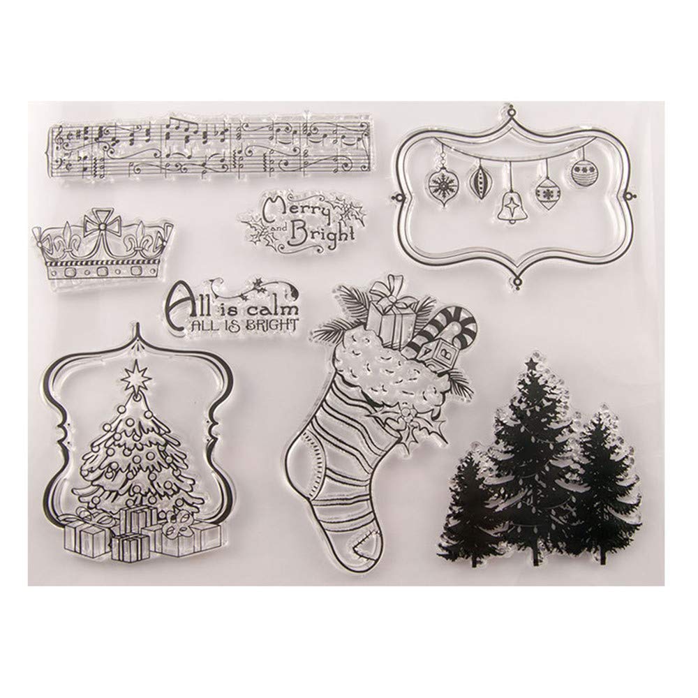 Merry Christmas Tree Socks Gifts - Baubles Clear Stamps for Cards Making Decoration and Scrapbooking Rubber Stamps for Craft