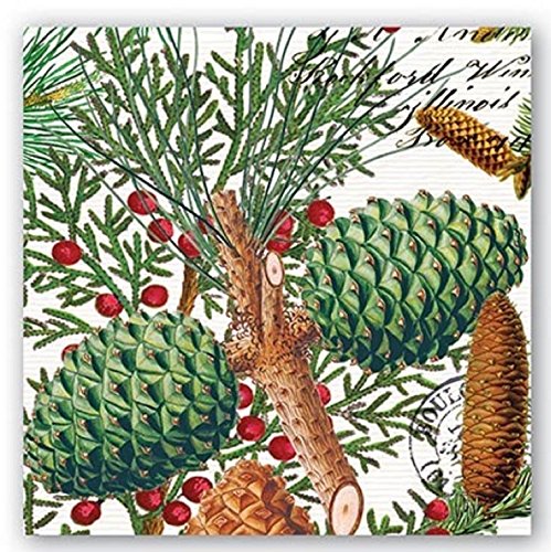 Michel Design Works 20-Count 3-Ply Paper Cocktail Napkins, Spruce