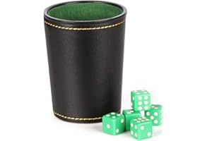 Leather Dice Cup Set, Pu Leather Dice Set, Felt-Lined Interior Dice Cup Set, Dice Rolling Tray Cup with 5 Dices, Shaker Cups 