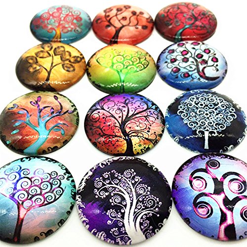 IGOGO 12 PCS Glass Dome Cabochons Half Round Flatback Tree of Life