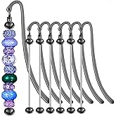 6Pcs Beadable Bookmarks DIY Metal Blank Beaded Bar, Beading Bookmark Bars Bulk for Beads for Book Lovers Student Teacher Office Supplies Craft Jewelry Pendant Charm Gift Birthday Present (Black)