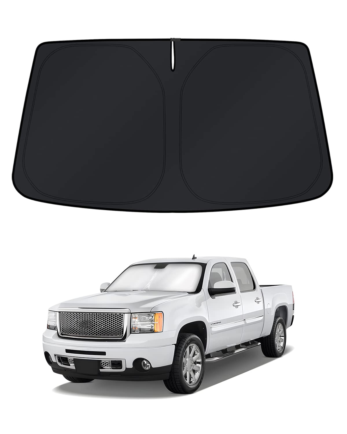 KUST Windshield Sun Shade for Chevrolet Silverado/GMC Sierra 2007-2011 2012 2013 Window Accessories Shade Sun Visor Cover Foldable Block UV Rays