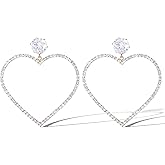 Jessica Simpson Heart Drop Earrings for Women – Gold-Tone Valentines Earrings with Sparkling Rhinestones – Romantic Statement Jewelry