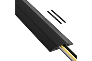 D-Line 6ft Floor Cord Cover, Made in USA Linkable Cable Protector, Hide Extension Cords, Protect Cords, Prevent Cable Trips, Cord Hider, Heavy Duty - Cord Cavity = 1.18" (W) x 0.39" (H) - Black