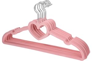 NUOBESTY 10pcs Pink Heart-Shaped 360° Rotating Non-Slip Clothes Hangers for Coats Jackets Shirts Dresses
