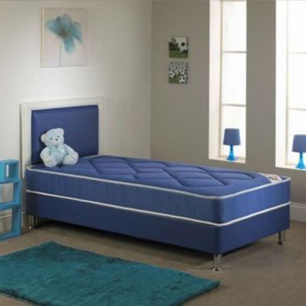 Divine Sleep -Chelsea Blue Bed - Open Spring Bed- 4Ft 6" - Matching Head Board