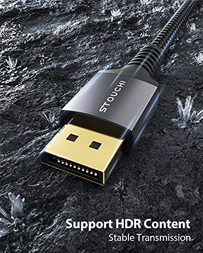 DisplayPort Cable, Stouchi DP 1.4 Cable 8K@60Hz HBR3 4K@60Hz/144Hz/120Hz 5K@60Hz 2K@165Hz/240Hz Support FreeSync G-Sync HDR10 Display Port for Gaming Monitor Graphics Card VESA Certified (6.6FT)