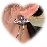 Andiyace Boho Pearl jacket Earrings bow drop Earrings Gold Bow Stud Earrings Jewelry for Women