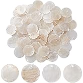 HOBBIESAY Flat Round Heart Shell Charms Seashell Pendants Shell Dangle Charm Shells Dangle Pendants for DIY Earring Necklace Jewellery Making
