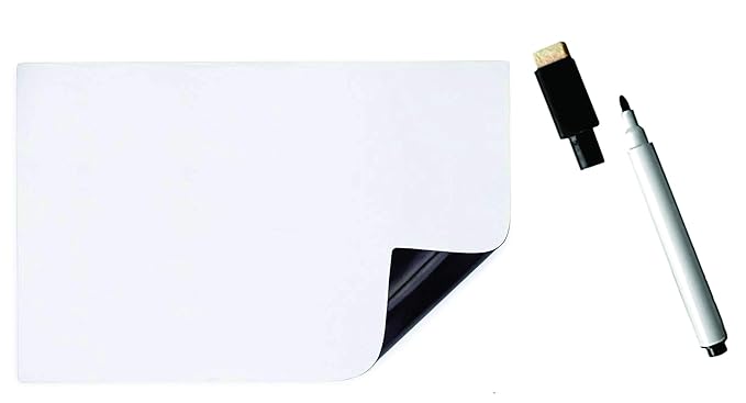 IMPRINT Set of Fridge Magnet Sheet and Eraser Cum Marker, Kitchen/Home Whiteboard 7 x 5 Inch