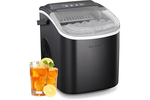 Joy Pebble Ice Maker Countertop with Handle,9 Cubes Ready in 6 Mins,26Lbs/24H, Self-Cleaning Portable Ice Machine with Basket
