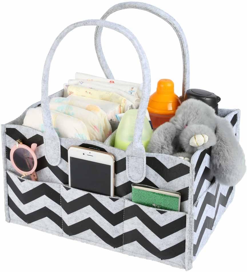 WEEARE Baby Diaper Caddy Organizer|Portable Diaper Storage Caddy |Nappy Bags for Baby Basket for Boy Girl | Nursery Storage Bin for Diapers and Baby Wipes,Toys for Child (Grey)