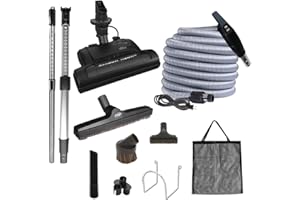 OVO Central Vacuum Carpet Deluxe Kit, 35ft High Voltage Hose with Pigtail, On-Off Switch at The Handle, 6 Adjustable Heights 