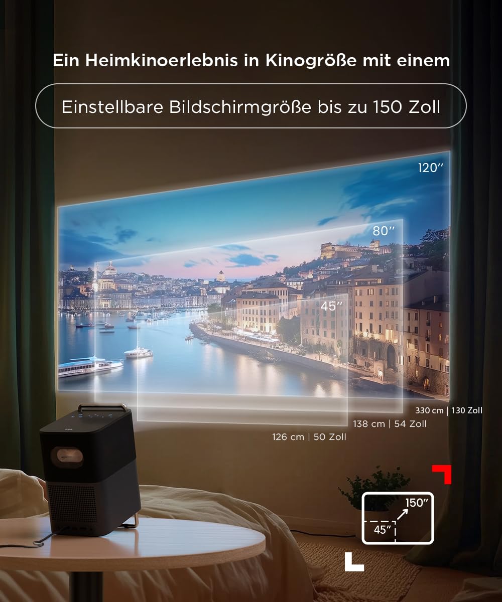 TCL A1s Beamer 4K Full HD, Integriertes Offizielles Google TV/Netflix/APV, 2×Dolby 8W, 600 ISO Lumen, Bluetooth und WiFi, Autofokus, 6D Trapezkorrektur, für Handy-und Spieleprojektion, Heimkino 5