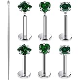 Xnsjeyy 20G 18G 16G Astm F136 Titanium Internal Thread Flat Back Earrings Nose Studs Tragus Helix Conch Cartilage Lobe Earrings Medusa Labret Snake Bite Monroe Lip Ring Piercing Jewelry For Women Men