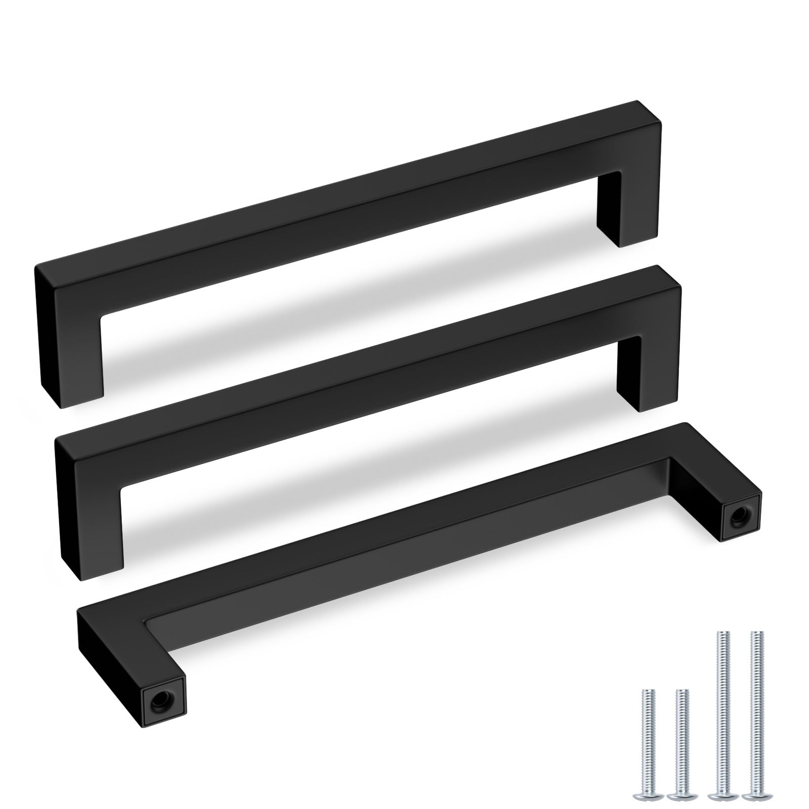 Photo 1 of Goldenwarm 5 Pack Black Square Bar Cabinet Pull Drawer Handle Stainless Steel Modern Hardware for Kitchen and Bathroom Cabinets Cupboard,Center to Center 6-1/4in(160mm) Handles for Kitchen Cabinets