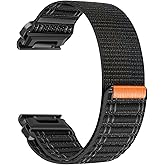 Nylon Watch Band for Garmin Fenix 8 Fenix E 47mm/Fenix 7/7 Pro/6/6 Pro/5/5 Plus, Forerunner 965/945/Approach S70/S62/S60/Epix 2 Pro 47mm, Wristband Replacement Strap for Garmin QuickFit 22 mm, Black