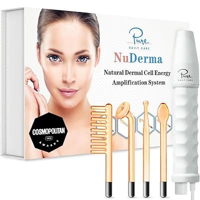 Pure Daily Care NuDerma Handheld Skin Therapy Wand Machine w/Neon – Anti-Aging - Skin Tightening - Wrinkle Reducing - Dark Circles – Clarifying - Hair & Scalp Stimulator