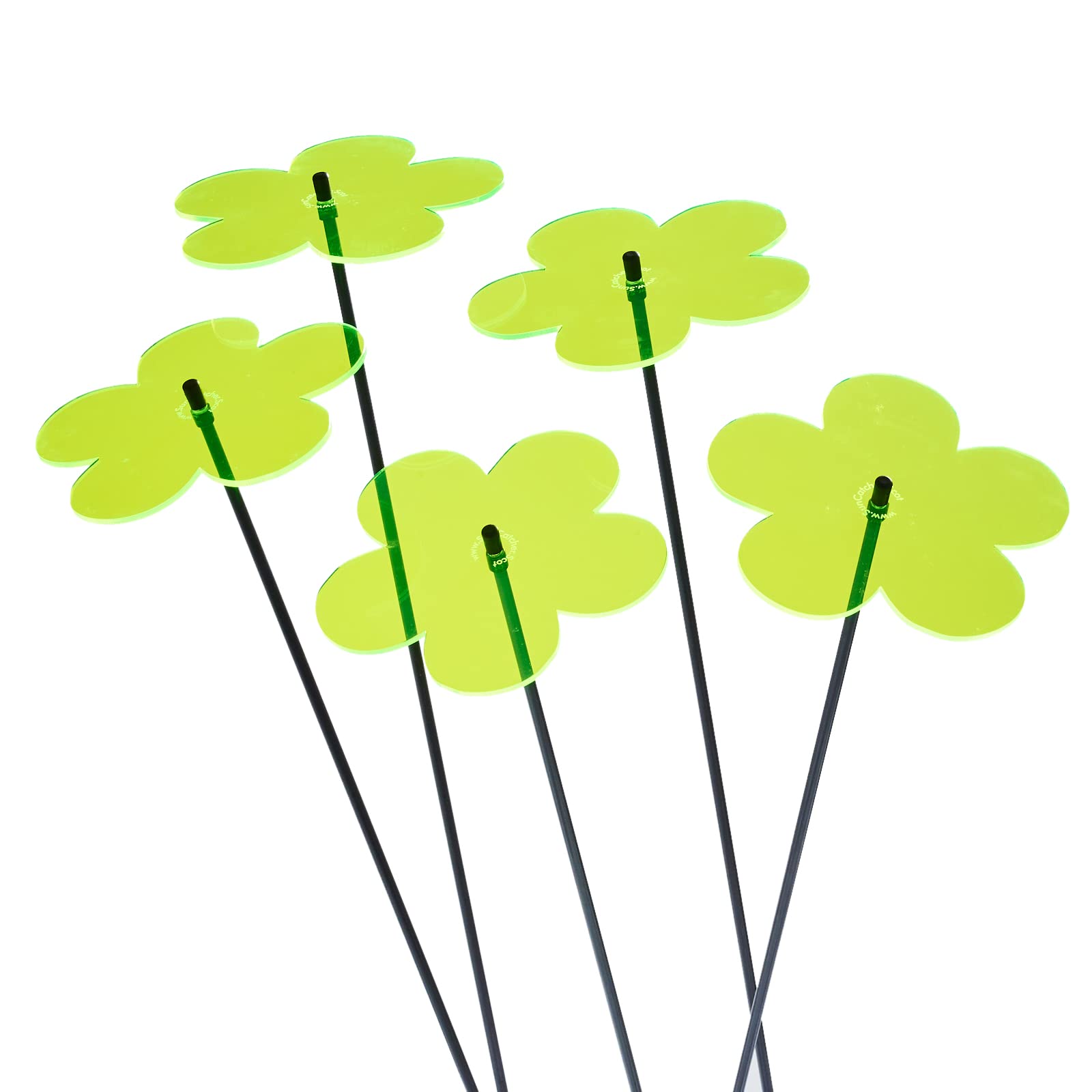 SunCatcher Garden Decor Vibrant Blossom Set of 5 Large Glowing Garden Stakes 75cm, 19.5 inch high Indoor Outdoor Yard Lovely Gardeners Gift, Colour:fluorescent Green