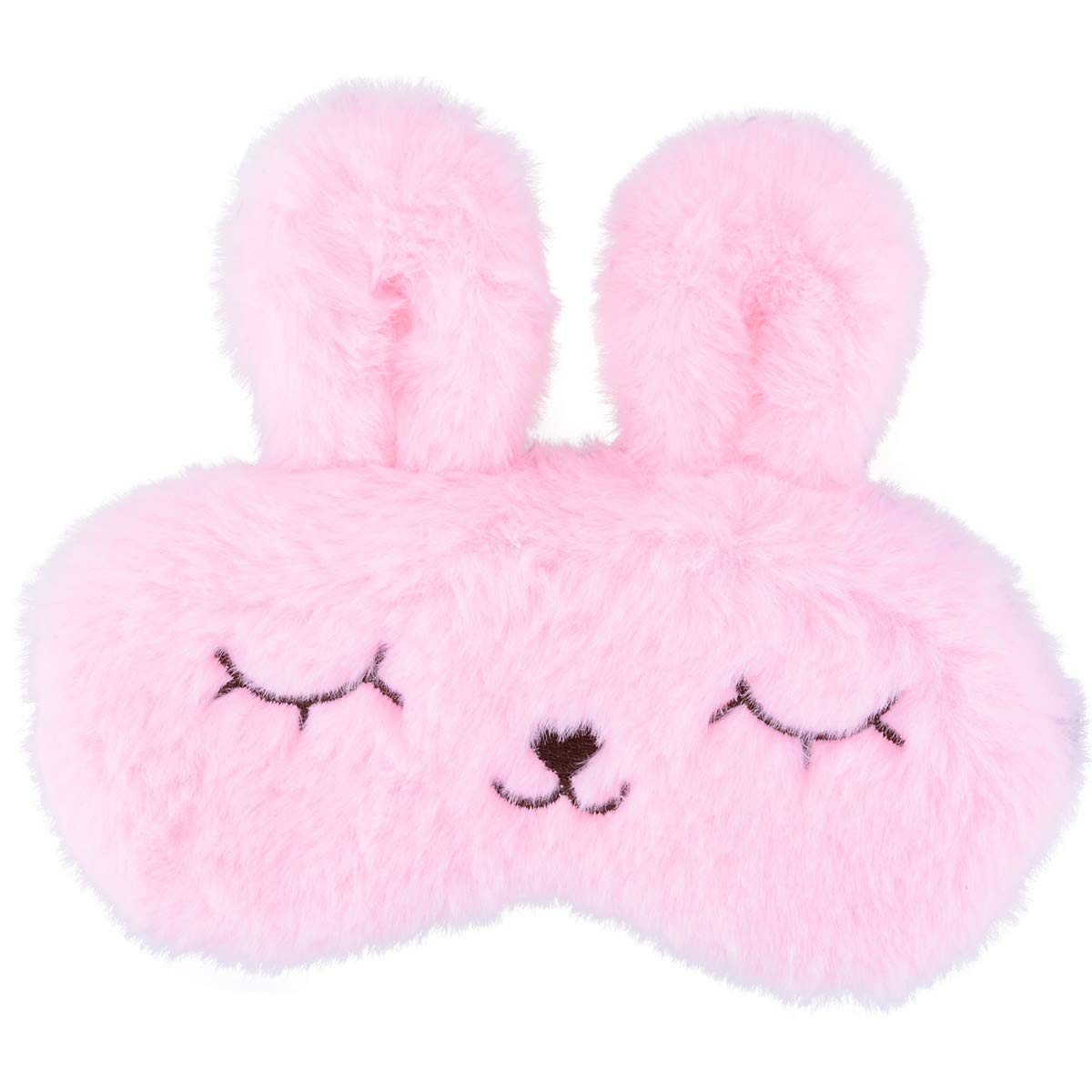 Ulife Mall Funny Easter Bunny Sleep Eye Mask Fluffy Plush Blindfold for Sleeping Travel Eye Mask with Adjustable Elastic Band Sleeping Masks Eye Cover for Children Girls Boys Women Pink