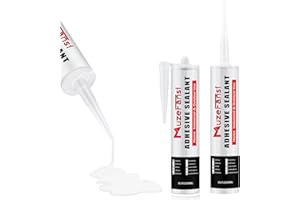 MuzeFansi RV Roof Sealant 2Pack, Self-Leveling Lap Sealant White,Waterproof Flexible RV Sealant and Caulking EPDM Sealant for Trailers, Motorhomes, Campers, Maintenance, Repair,UV & Weather Resistant
