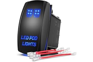 Nilight LED POD Lights Rocker Switch Led Light Bar Switch 5Pin Laser On/Off switches 20A/12V 10A/24V Switch with Jumper Wires Set for Cars,Trucks,RVs,2 Years Warranty