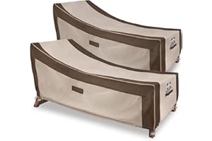 HAMLER Lounge Chair Cover, Heavy Duty Chaise Lounge Covers Outdoor Waterproof 2 Pack, Outdoor Furniture Covers for Patio Furniture Fits up to 86L x 36W x 32H Inch, Brown & Beige