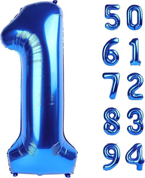 40 Inch Navy Blue 1 Balloon for First Birthday, Blue One 1st Number Balloon Birthday Decorations, 10th 21st, Giant Number 1 B