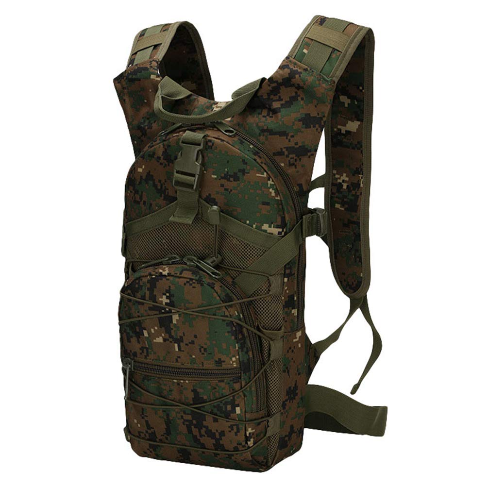 Kaiyei Military Bicycle Backpack 15L Camouflage Casual Multi-Pocket Durable Waterproof Travel Tactical Climbing Trekking Hiking Sports Small Backpack Bag Army Day Pack Jungle Digital