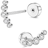 ZELORES Flat Back Earrings for Women Sterling Silver Post Stud Earrings Cartilage Tragus Helix Piercing Jewelry Earring for Multiple Piercing Dainty 18K Gold Plated Flatback Stud Earrings