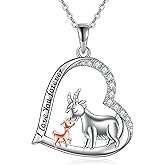Goat Necklace 925 Sterling Silver Heart Lamb Sheep Pendant Necklaces Goat Jewelry Gifts for Women Goat Lovers