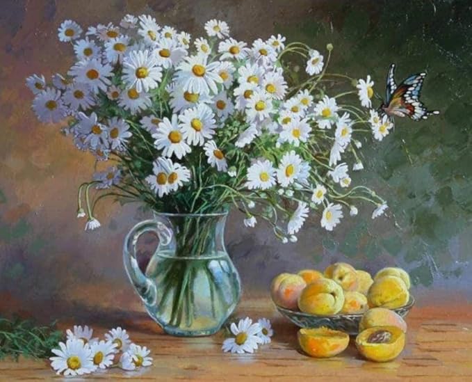 Amazon 大人のための番号によるペイント16xキャンバス子供のためのdiy油絵学生初心者花瓶油絵花フレー ムレス 絵具 通販