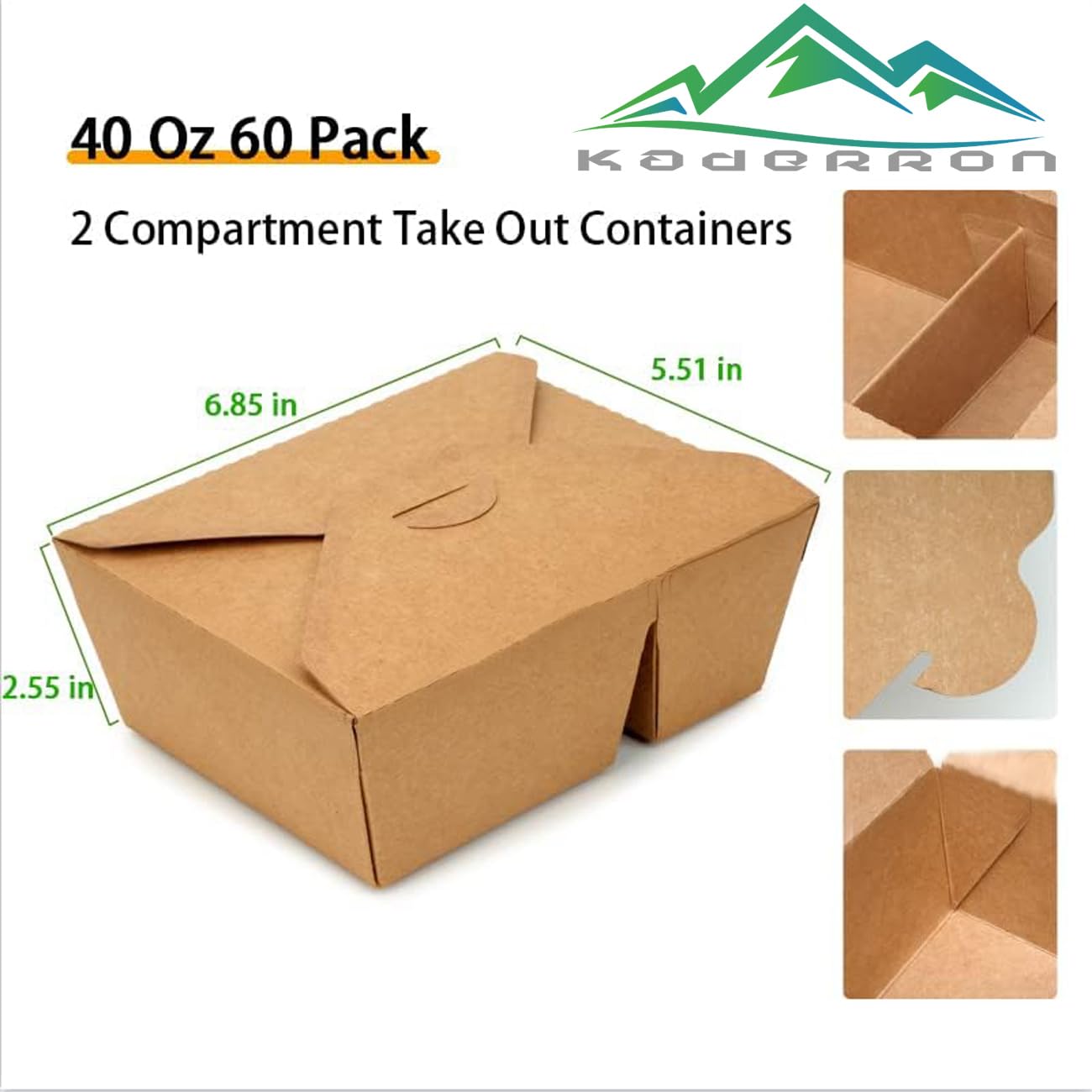 Mua 60 Pack 40 Oz Take Out Food Containers Disposable Kraft Paper Food ...