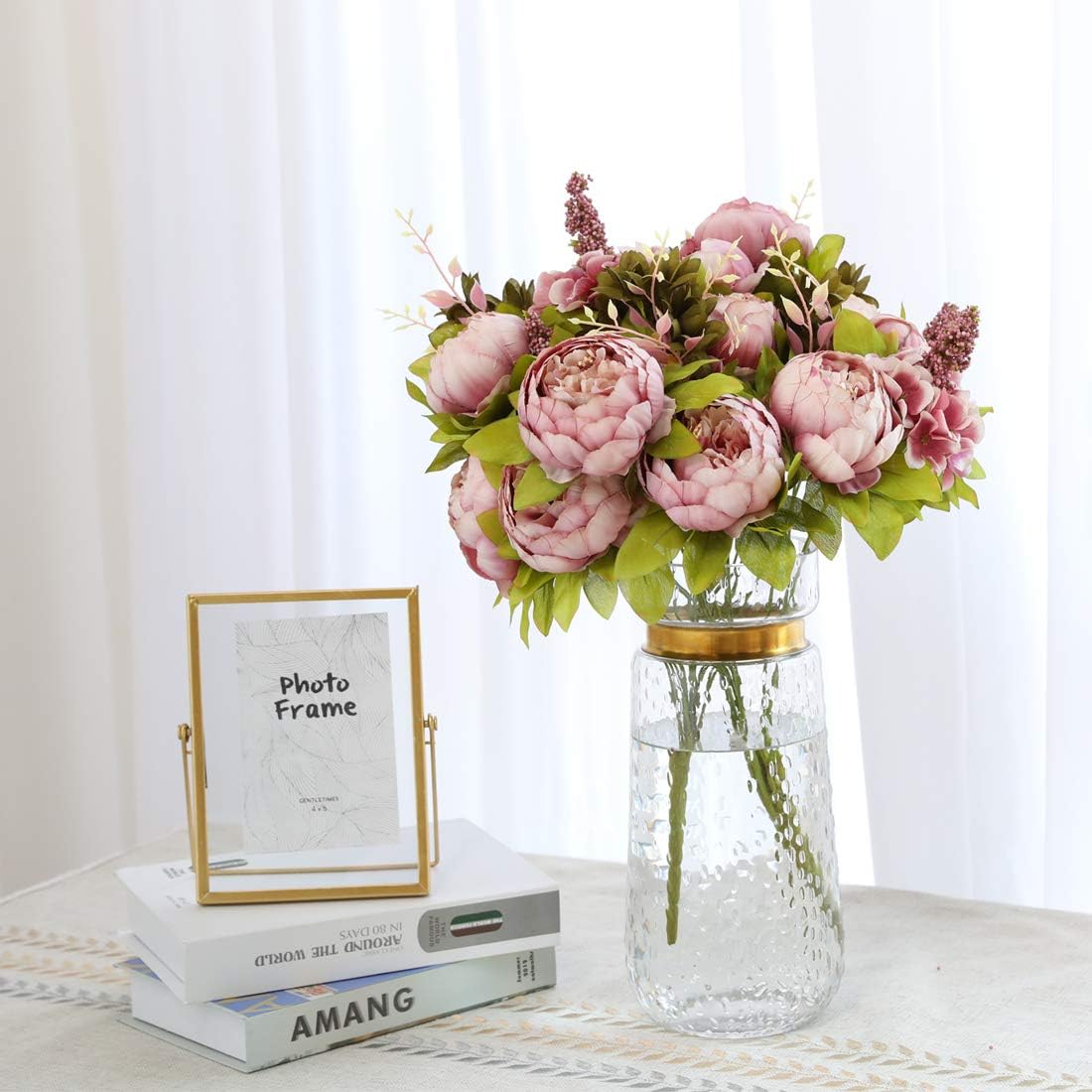 Veryhome Vintage Artificial Peony Silk Flowers Bouquets Wedding Decoration Home Table Kitchen Office Garden Bridal Greenery Plants (Cameo Brown Bud) - Image 4