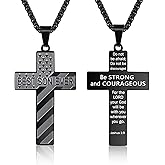 GULICX Son Gifts from Mom, Cross Necklace Bible Verse Pendant Chain for Teenage Boys Men, Christian Birthday Christmas Baptism Confirmation Valentines Day Easter Graduation Gifts for Son Teens Boys