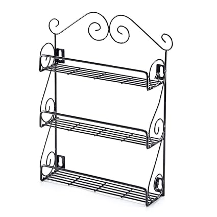 EZOWare Gewürzregal, 3-Etagen Metal Gewürzständer für Gewürzstreuer Gewürzdosen - Schwarz