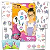 Trolls Temporary Tattoos Party Favor Set (75 Temporary Tattoos) with 2 Bonus Licensed Stickers
