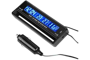 MACHSWON TS-7010V Digital LCD Auto Car Indoor/Outdoor Temperature Thermometer with Alarm Clock