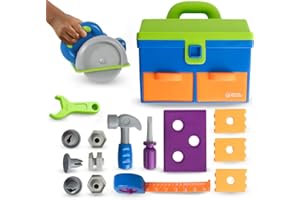Learning Resources New Sprouts All-in-One Toolbox - Kids Tool Set, Toddler Toys, Fine Motor Skills, Construction Box Tools, Montessori Drill and Screw Toys, Gifts for Boys and Girls
