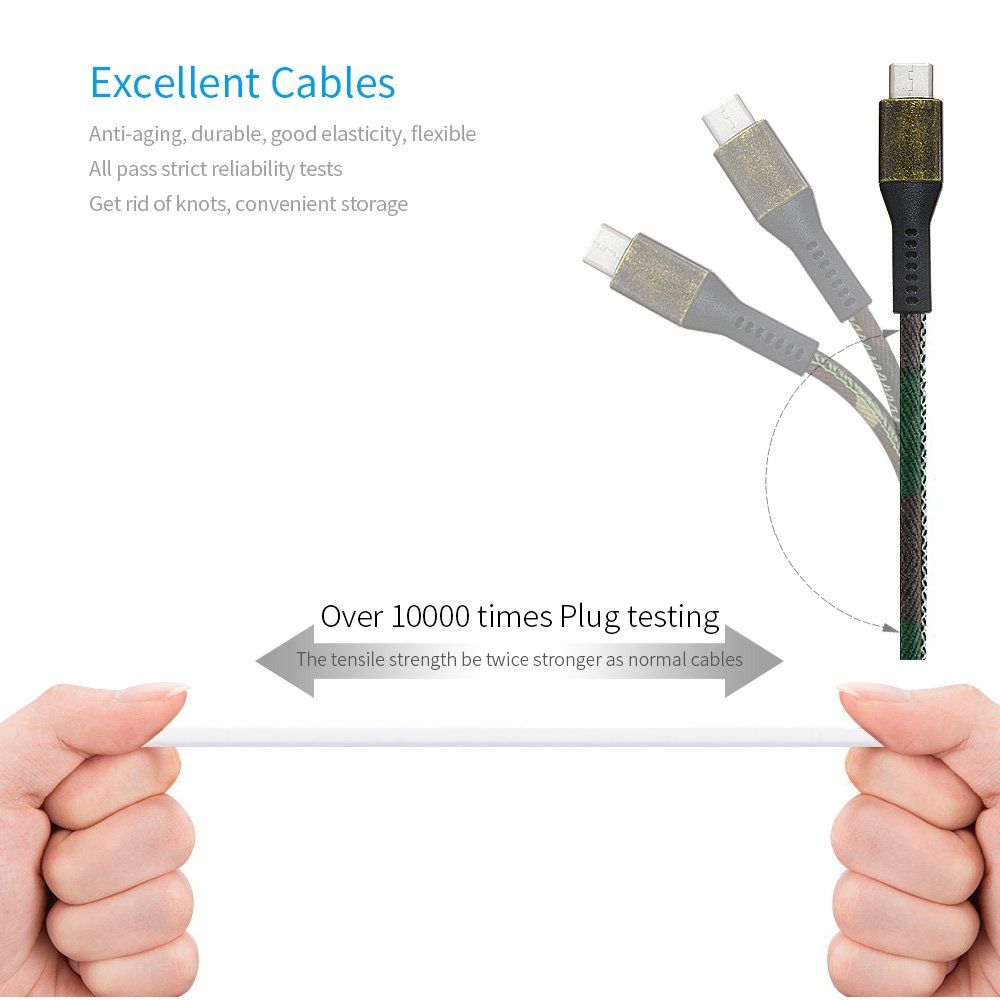 YIMODO USB C Cable USB C-A Fabric Craft Reversible Fast Charging Cables for Samsung Galaxy Note 8, S8, S8 Plus, Google Pixel, Nintendo Switch, Macbook, LG G6 G5 V30 V20 and More, 2 Pack (3FT + 6FT)