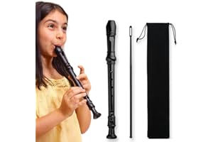 Guiyal German saxphone(Musical Instruments)，mini saxophone，Soprano Recorder,German Fingering ，Baroque Style ，8 Hole Flute for Beginners Kids Student in School (Black)
