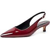 AprCoco Women's Kitten Heels Slingback Pointed Closed Toe Ankle Strap Elegant Women Pumps Shoes for Dating Wedding
