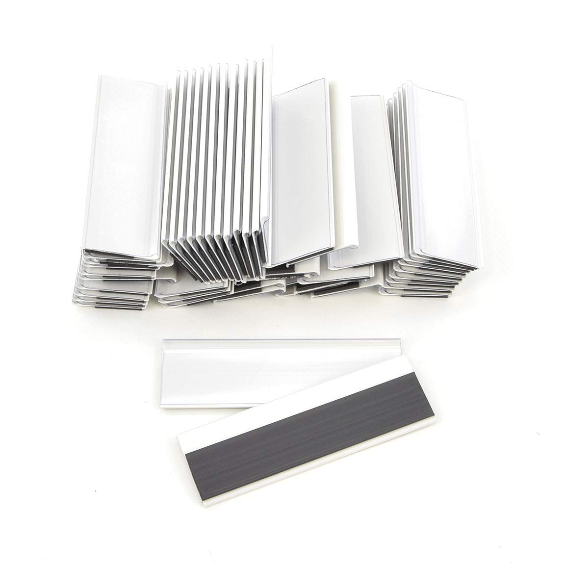 Magnetic Label Holders for Insert Labels 300mm Width / Ticket Holder / Label Holder (37mm Height, White, Pack of 50)