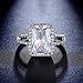 SHINCO Bella Lotus 4.5ct Radiant Cut CZ 18k White Gold Plated Vintage Wedding Band Engagement Rings Gifts for Wedding, Engagement, Party, Birthday, Christmas, New Year,Size 9