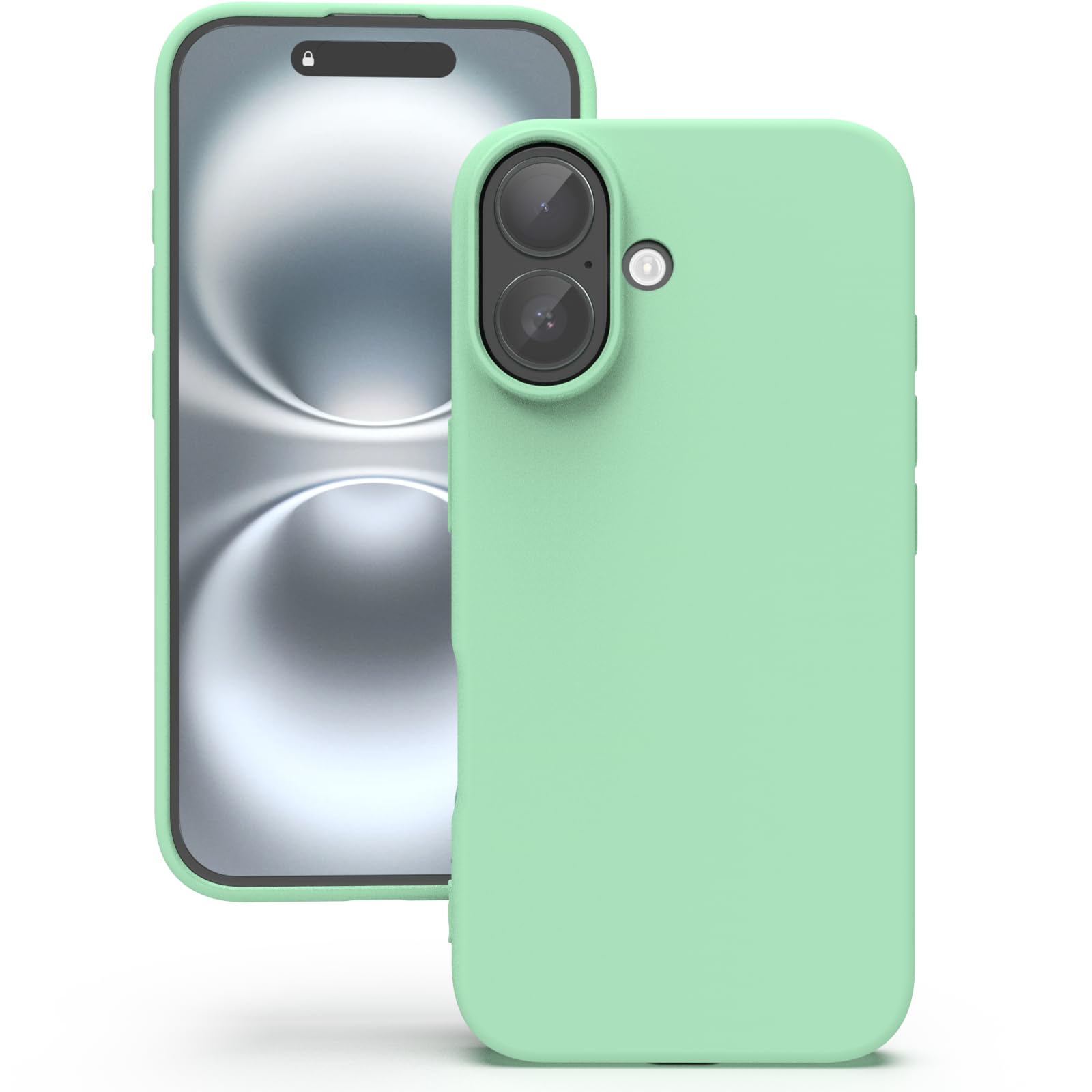 YATWIN Silicone Case for iPhone 16 Plus, Soft-Touch, Shockproof, DustProof, Antiskid Full Body Armour Phone Cover for Apple iPhone 16 Plus - Light Cyan