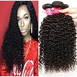 KLAIYI Hair 10 12 14inch Brazilian Virgin Curly Hair 3 pcs Grade 6A Raw Human Hair Weave Extensions Natural Color 95-100g/pc