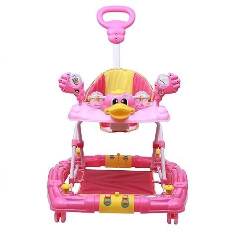 Love Baby Walker & Rocker, Height Adjustable with Light & Musical Toys for Kids (Pink)