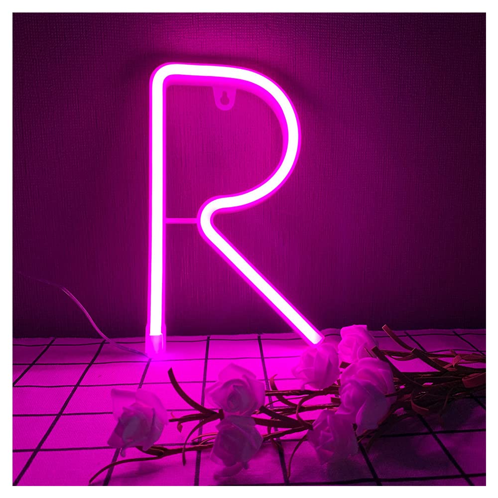 ENUOLI LED Letter Neon Lights - Bright Pink Neon LED Alphabet Art Lights - Wall Decor & Light up Signs A-Z for Women's Home, Bar, Club, Festival, Birthday, Wedding Party