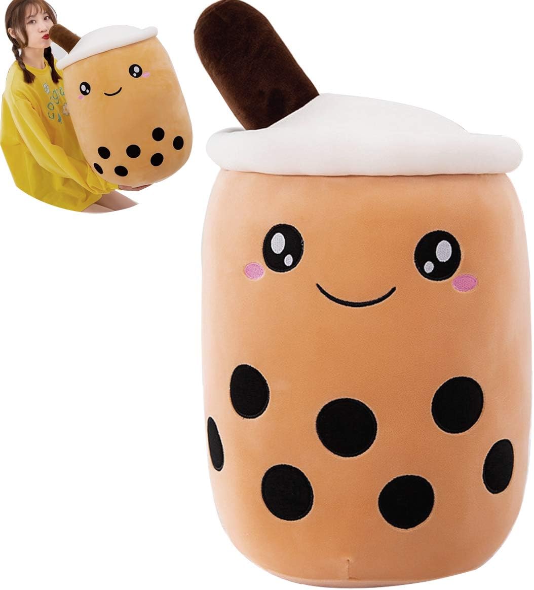 MDXMY 19.6 Inch Boba Plush Stuffed Toy Brown Pearl Milk Tea Bubble Tea Plush Pillow Home Soft Hug Pillow Kids Gifts (Brown, 19.6 inches)